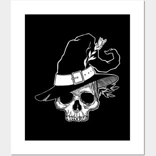 Dead Witch Skull. Happy Halloween Posters and Art